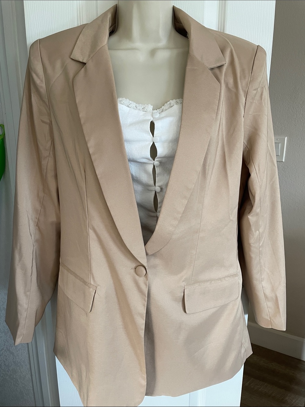 Nasty Gal Tan Single-Button Tailored Blazer